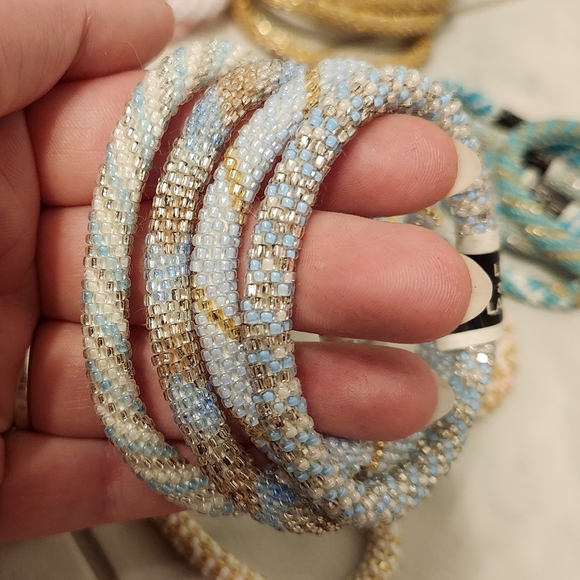 Lily and Laura Nepali Glass Crocheted Bracelets - Picture 5 of 13